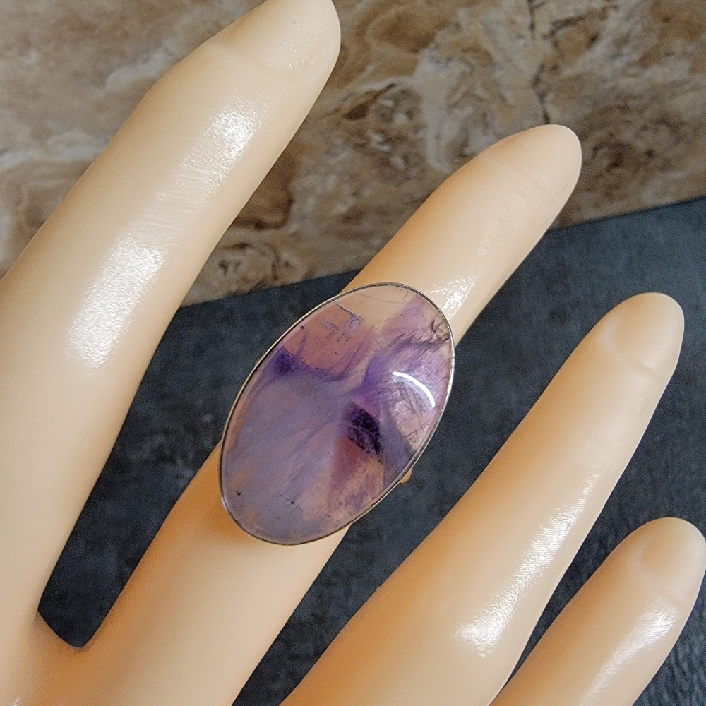 Native Amethyst Gemstone Ring 7 Sterling Silver 9… - image 2